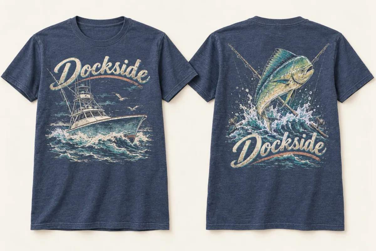 Dockside Offshore Tee in Heather Navy
