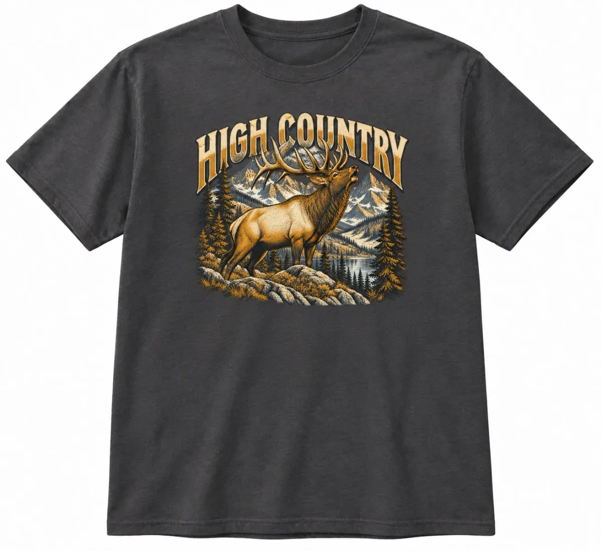 High Country Elk Softstyle Tee in Charcoal