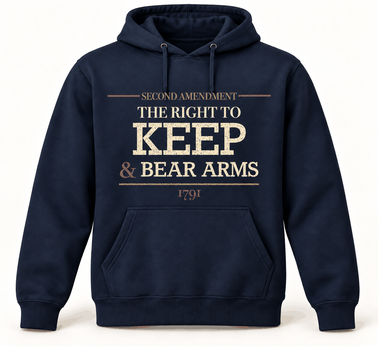 Midnight Navy Second Amendment Heritage Hoodie with original centered front design