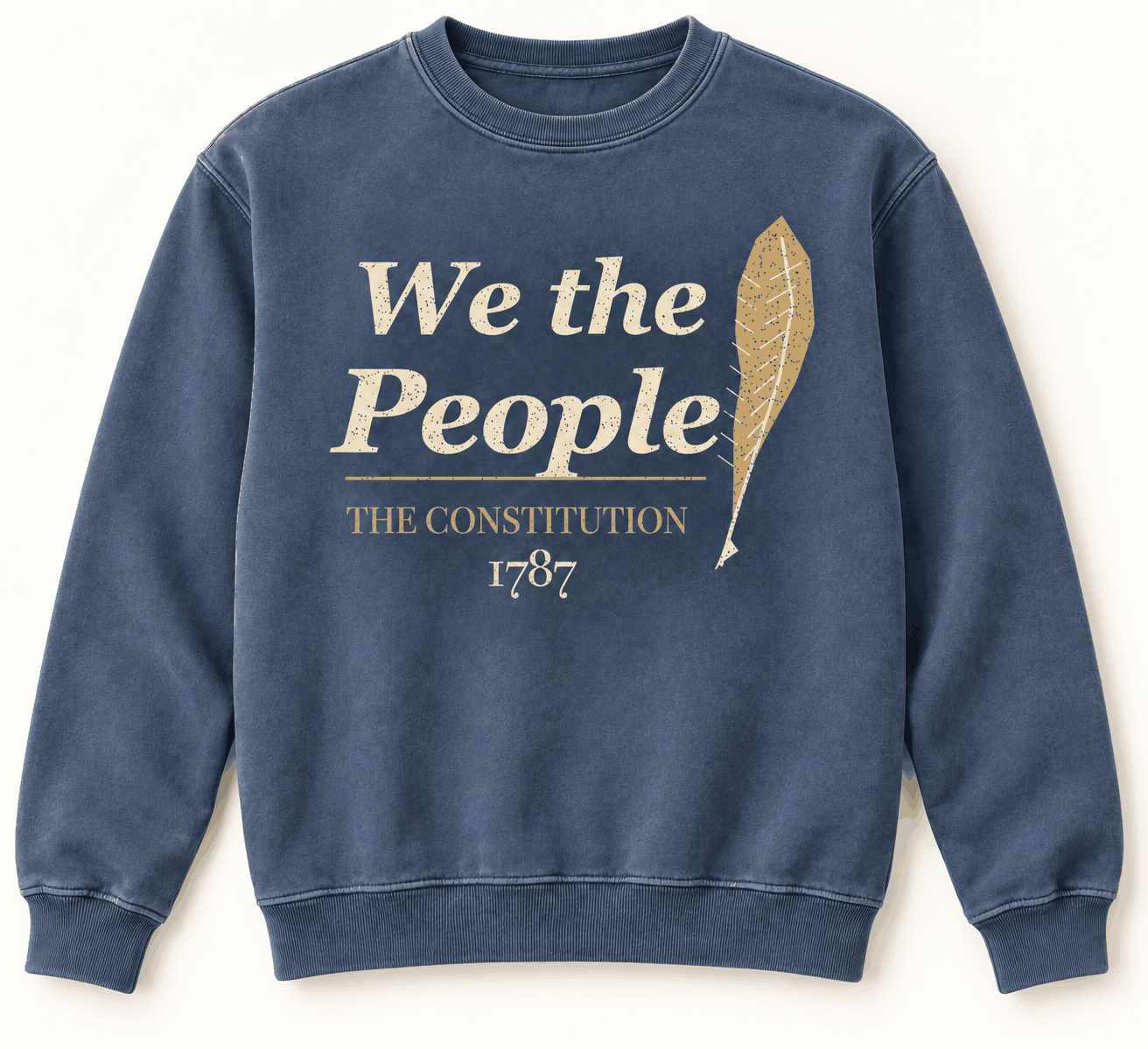 Pigment Slate Blue We the People Constitution Crewneck with original centered front design